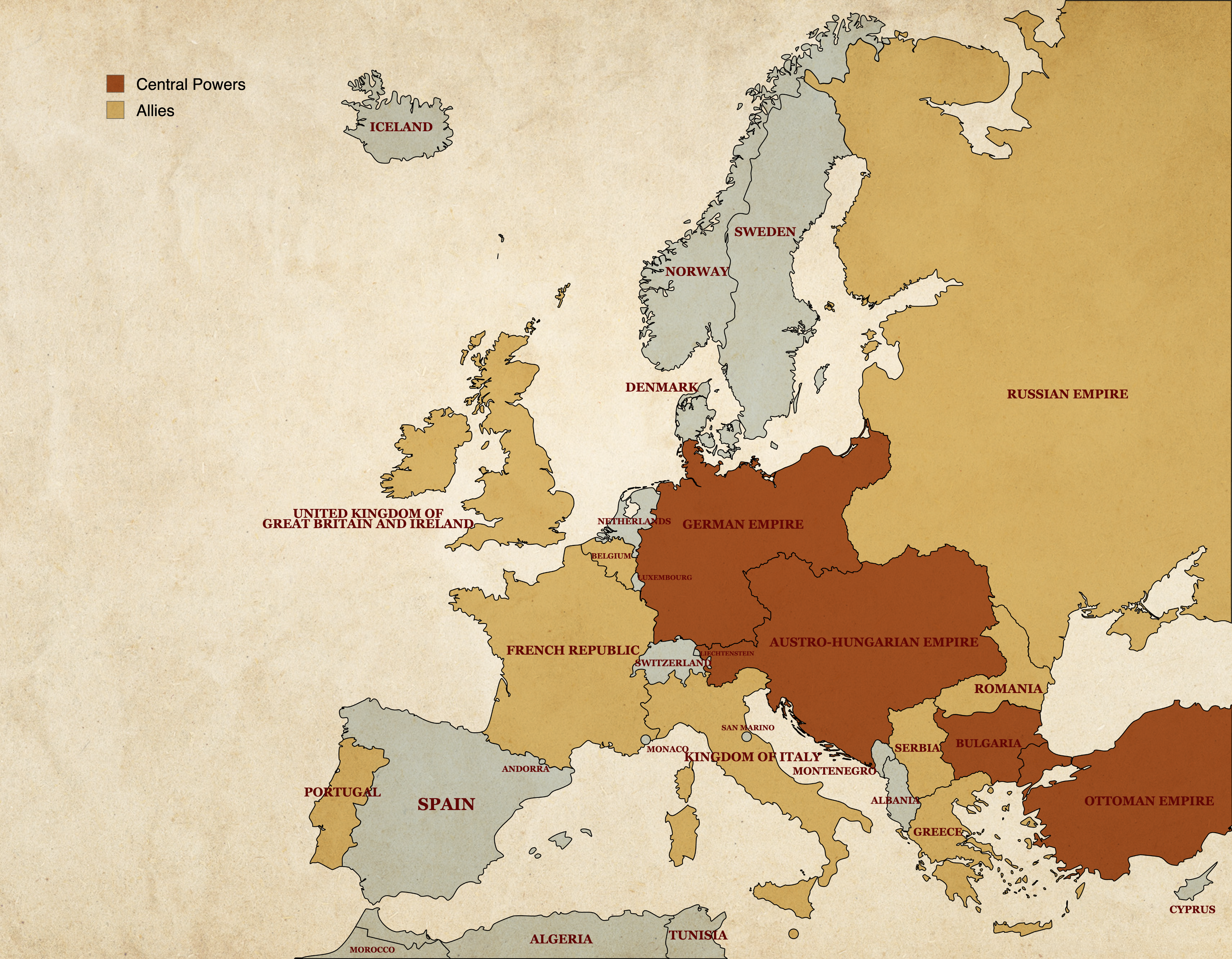 WW1 Europe Map